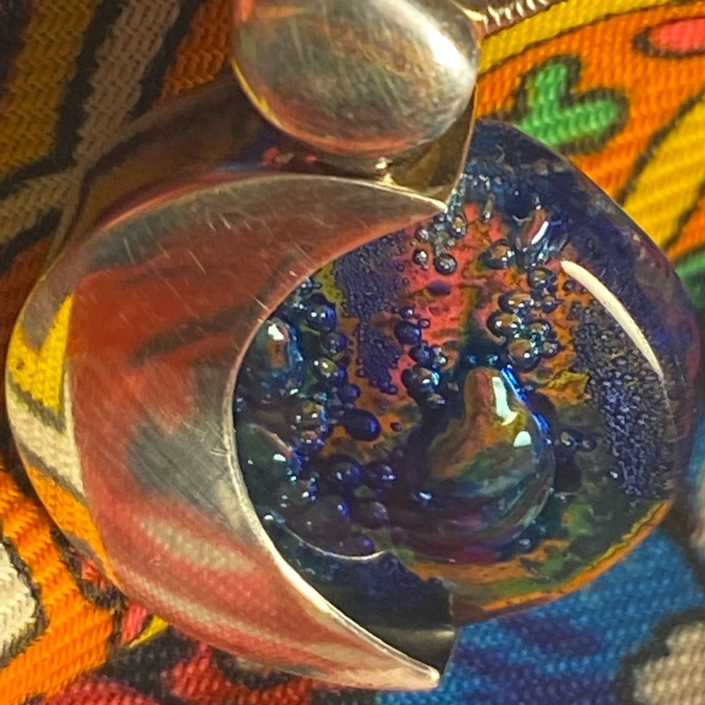 Cosmic Magical Moon Sterling Glass Pendant